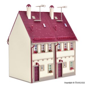 43843 H0 Reihen-Doppelhaus, beige