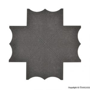 48241 H0 Straßenplatte Kopfsteinpflaster aus Steinkunst, X-Kreuzung, L 15 x B 15 cm