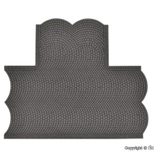 48243 H0 Straßenplatte Kopfsteinpflaster aus Steinkunst, 90°-Einmündung, L 15,5 x B 13 cm