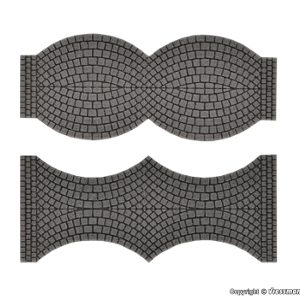 48244 H0 Straßenplatte Kopfsteinpflaster aus Steinkunst, je 2 Endstücke, L 1,7 cm x B 8 cm
