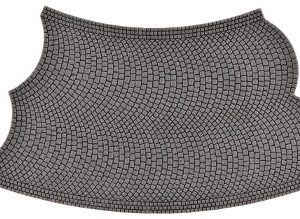 48256 H0 Straßenplatte Kopfsteinpflaster aus Steinkunst, 45°-Kurve, gegenläufig, Radius 12 cm