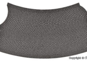 48257 H0 Straßenplatte Kopfsteinpflaster aus Steinkunst, 45°-Kurve, gegenläufig, Radius 15 cm