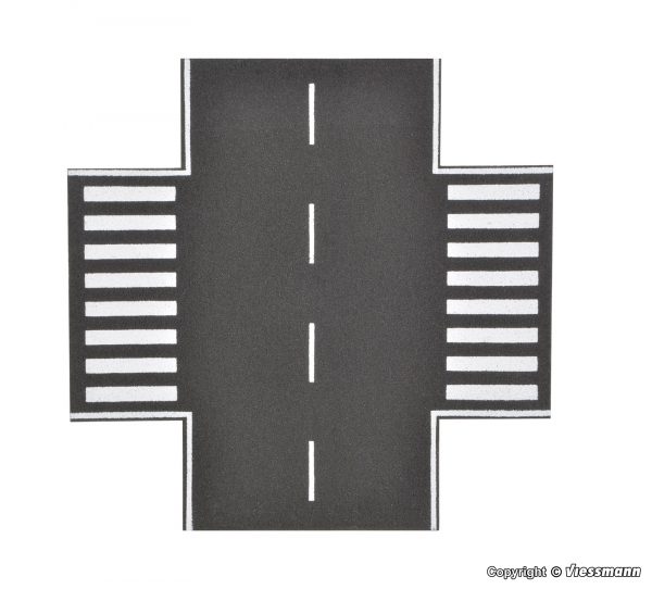 48261 H0 Straßenplatte Asphalt aus Steinkunst, X-Kreuzung, L 15 x B 15 cm