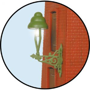 6013 H0 Gas-Wandlaterne grün, LED warmweiß