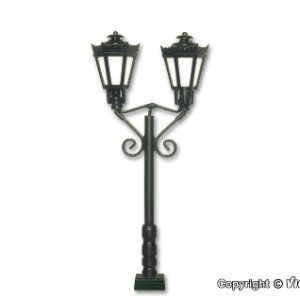 60731 H0 Parklaterne zweiflammig, schwarz, Kontaktstecksockel, 2 LEDs warmweiß