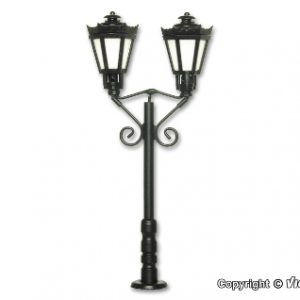 6073 H0 Parklaterne zweiflammig, schwarz, LED warmweiß