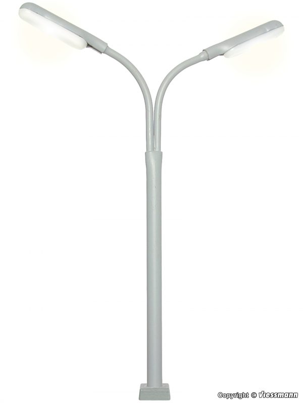 60951 H0 Peitschenleuchte doppelt, Kontaktstecksockel, 2 LEDs weiß