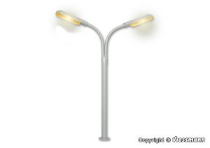 Viessmann 6096 H0 Lampada Doppia 'Frusta' Luce Gialla | Modellismo Ferroviario 1:87, Ottone Dettagliato - 3