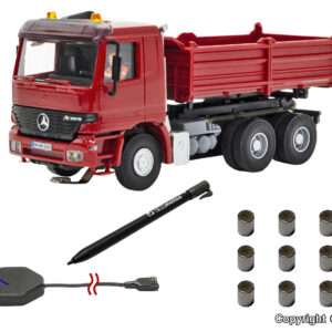 8001 H0 CarMotion Basis Startset, MB ACTROS Muldenkipper mit Rundumleuchten, rot