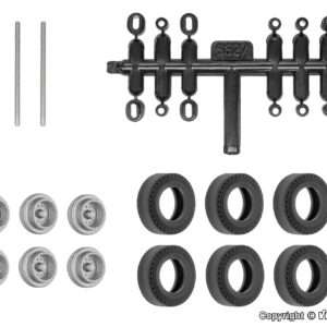 8438 H0 Nachrüst-Set Gummireifen für kibri Anhänger und Auflieger, Einfachbereifung, Ø 10,4 mm